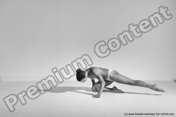 Nude Gymnastic poses Woman White Moving poses Slim long brown Dynamic poses Pinup